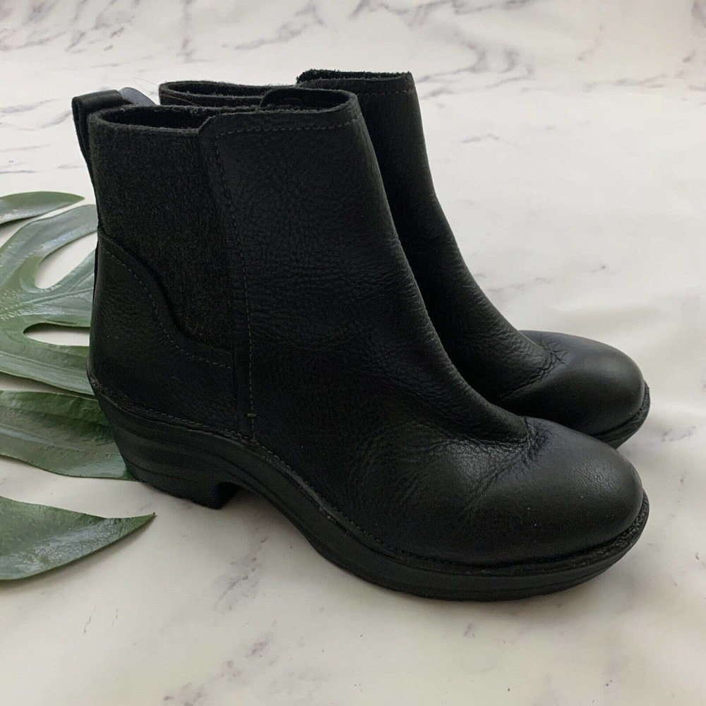 Bionica Womens Ankle Boots Size 6 Black Pebble Leather Slip On Booties Comfort